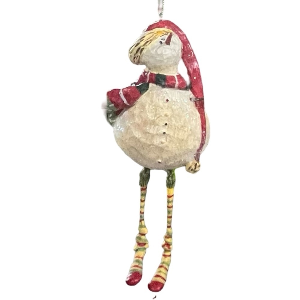 Whimsical Snowman in Knee Socks Christmas Ornaments
